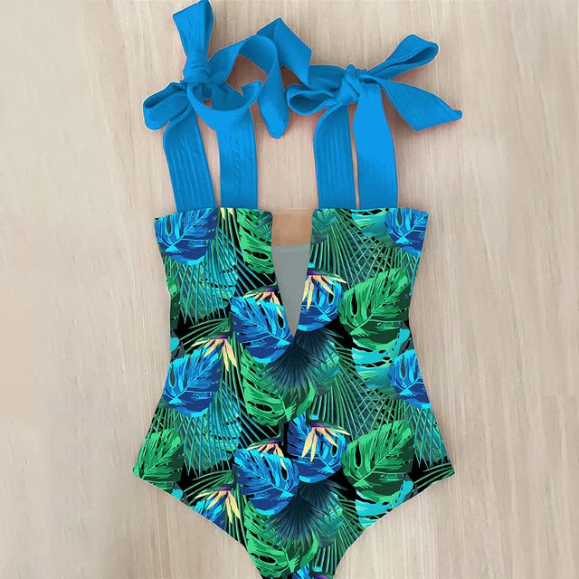 Strappy One Piece Swimsuit in Happy Prints