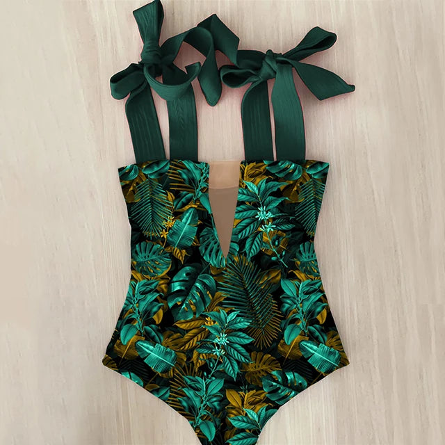 Strappy One Piece Swimsuit in Happy Prints