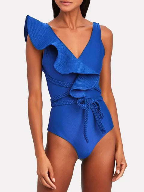 Ruffled Solid One-Piece Swimsuit 