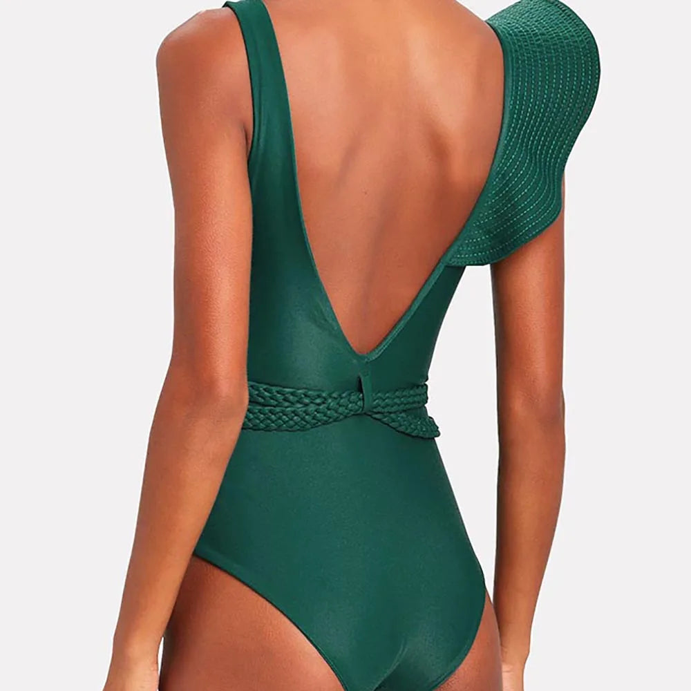 Ruffled Solid One-Piece Swimsuit 