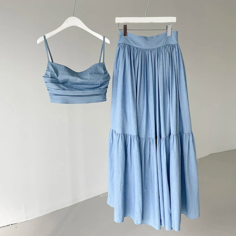 Two Piece Set Camisole Tank with High Waisted Swing Skirt