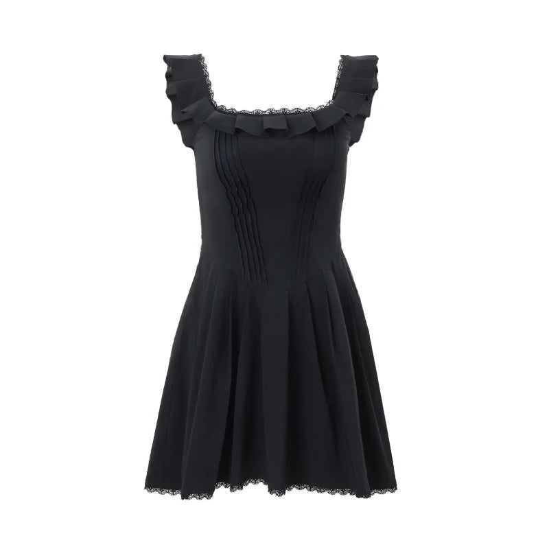 Ruffles Square-Neck Mini Dress